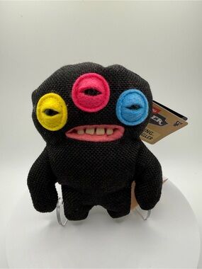 ZURU Fuggler Funny Ugly Monster Keyring - Black 3-Eyed Plush NWT